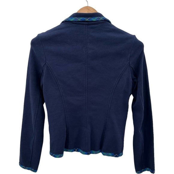 🍀Tommy Girl Navy Blue Piping Notch Lapel Single Breasted Blazer Jacket Size M - Picture 2 of 5